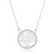 Naszyjniki - Naszyjnik ze srebra 925, zawieszka - drzewo życia w cyrkoniowej oprawie - Biżuteria e-shop - miniaturka - grafika 1