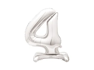 Balon foliowy stojący cyfra 4 srebrny - 76 cm - 1szt. - Balony i akcesoria - miniaturka - grafika 1