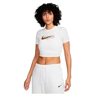 Koszulki i topy damskie - NIKE Damska koszulka z krótkim rękawem slim CRP Swoosh Dn5798 100 biała koszulka z krótkim rękawem damska - miniaturka - grafika 1