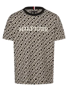 Tommy Hilfiger T-shirt męski Mężczyźni Bawełna czarny|biały|beżowy wzorzysty, M - Koszulki męskie - miniaturka - grafika 1