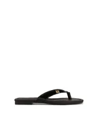 Klapki i japonki damskie - Czarne lakierowane japonki - miniaturka - grafika 1