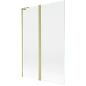 Parawany nawannowe - Mexen Mist L parawan nawannowy 2-skrzydłowy 120 x 150 cm, transparent, złoty szczotkowany - 8A9L-120-011-55-00 - miniaturka - grafika 1