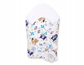 Rożki i beciki - Rożek dla niemowląt z wiązaniem 2w1 usztywniany i miękki - misie granatowe - miniaturka - grafika 1