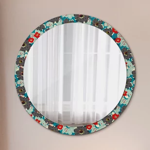 Lustro dekoracyjne okrągłe Retro kwiaty wzór - Lustra - miniaturka - grafika 1