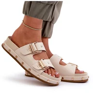 Klapki i japonki damskie - Klapki Damskie Na Platformie Big Star NN274083 Beżowe beżowy - miniaturka - grafika 1