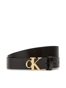 Calvin Klein Pasek Damski Monogram Plaque Buckle 25Mm LV04K7017G Czarny - Paski - miniaturka - grafika 1