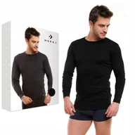 Koszulki męskie - PODKOSZULEK MĘSKI BAWEŁNIANY Z DŁUGIM RĘKAWEM KOSZULKA DŁUGI RĘKAW MORAJ L BLACK - miniaturka - grafika 1