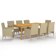 Meble ogrodowe - vidaXL 9-częściowy zestaw mebli ogrodowych, beżowy 3067861 - miniaturka - grafika 1