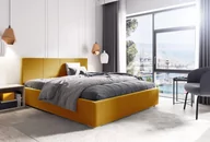 Łóżka - Łóżko tapicerowane pikowane z materacem Katia 120x200 Żółte - miniaturka - grafika 1