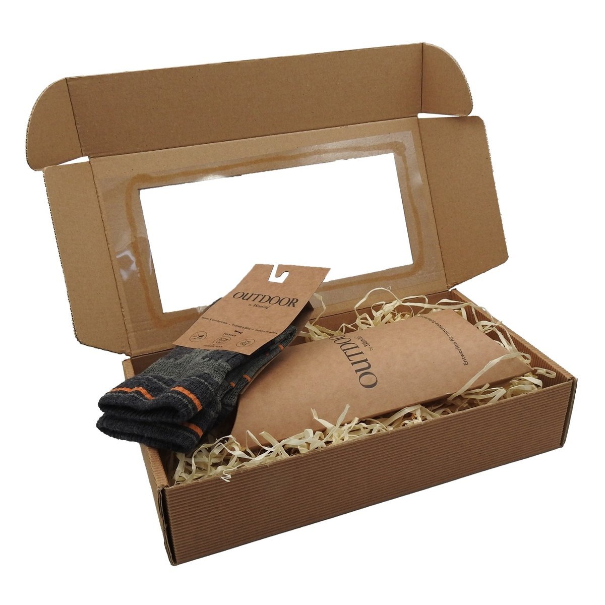 Zestaw prezentowy dla Babci : 1 para bardzo ciepłych i miękkich skarpet 3Kamido Merino szaro-pomarańczowych, w ładnym pudełku prezentowym rozmiar..