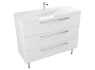 Szafki łazienkowe - Szafka Stojąca Z Umywalką ATH 100 cm - Biały Mat - Uchwyty Stal Szczotkowana - miniaturka - grafika 1