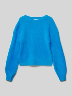 Sweter z dzianiny z okrągłym dekoltem - Swetry dla dziewczynek - miniaturka - grafika 1
