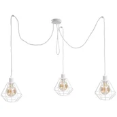 Lampy sufitowe - KET Druciana LAMPA wisząca industrialna OPRAWA metalowy PAJĄK zwis biały KET465 - miniaturka - grafika 1