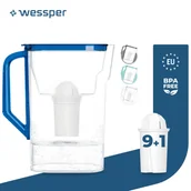 Dzbanki i imbryki - Dzbanek filtrujący do lodówki Wessper D3 Slim Aquaclassic 2,7 l niebieski Kompatybilny z filtrami Brita i Aquaphor + 10 wkładów filtrujących Aquaclassic - miniaturka - grafika 1