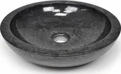 Umywalki - DIVERO Umywalka kamienna - czarny polerowany marmur - miniaturka - grafika 1