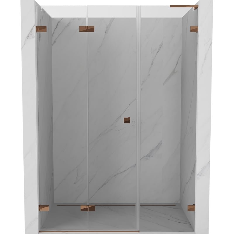 Mexen Lunar-F L drzwi prysznicowe składane lewe 115 cm, transparent, różowe złoto - 836SL-115-050-60-00-L
