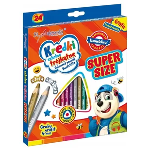 Bambino Kredki Szkolne Trójkątne Super Size 24 Kolory + Temperówka - Szkolne artykuły papiernicze - miniaturka - grafika 1