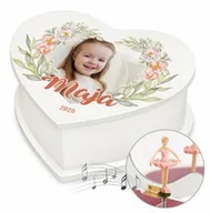 Pozytywki dla dzieci - Szkatułka na biżuterię w kształcie serca z pozytywką i Twoim zdjęciem dla dziewczynki - miniaturka - grafika 1