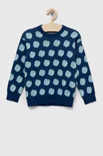 Swetry dla dziewczynek - United Colors of Benetton sweter bawełniany dziecięcy kolor niebieski lekki - grafika 1