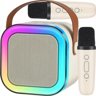 PRZENOŚNY ZESTAW KARAOKE GŁOŚNIK BLUETOOTH RGB DWA MIKROFONY USB MINI JACK - Głośniki przenośne - miniaturka - grafika 1