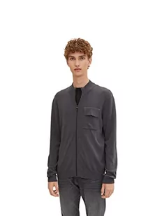 TOM TAILOR Denim Męskie Kardigan z kieszenią na piersi 1032322, 29476 - Coal Grey, L - Swetry męskie - miniaturka - grafika 1