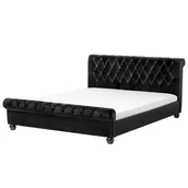 Łóżka - Beliani Łóżko czarne tapicerowane 160x200 cm AVALLON - miniaturka - grafika 1
