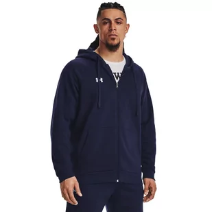 Męska bluza dresowa rozpinana z kapturem Under Armour UA Rival Fleece FZ Hoodie - granatowa - UNDER ARMOUR - Bluzy sportowe męskie - miniaturka - grafika 1