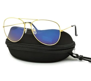 Złote okulary Pilotki z filtrem BLUE LIGHT do komputera zerówki STDBLF2 - Okulary korekcyjne, oprawki, szkła - miniaturka - grafika 1