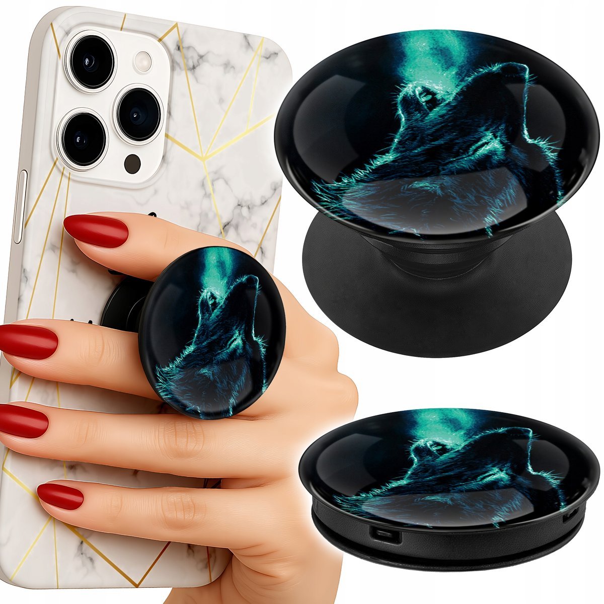 Uchwyt do telefonu Popsocket na palce/stojak WILK WILKI WATAHA SUPER WZORY