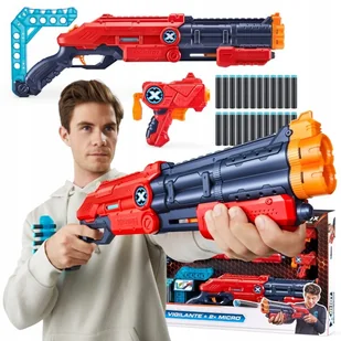 ZURU X-SHOT ZESTAW 2X WYRZUTNIA VIGILANTE + 2X MICRO PISTOLET 24 NABOJE 8+ - Zabawki militarne - miniaturka - grafika 1