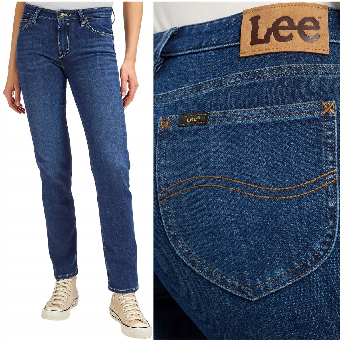 Lee Elly slim Ivy Wash dopasowane proste damskie spodnie jeansowe W29 L33