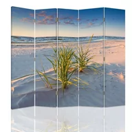 Parawany - Parawan pokojowy FEEBY, Zielona trawa na plaży, Obrotowy 180x170cm 5-częściowy - miniaturka - grafika 1