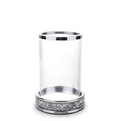 Świeczniki - Świecznik Lampion Srebrny Metal Szkło Ozdobny 17cm - miniaturka - grafika 1