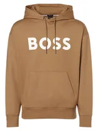 Bluzy męskie - BOSS Męska bluza z kapturem Mężczyźni Bawełna brązowy nadruk, XL - miniaturka - grafika 1
