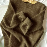 Swetry damskie - TEMU Elegancki Sweter Damski w Głębokiej Zieleni – Okrągły Dekolt, Długi Rękaw, Jednokolorowa Bluzka, Średnio Elastyczny i Wygodny Sweter na Jesień i - miniaturka - grafika 1