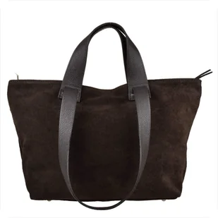 Vera Pelle Torba shopper bag skóra naturalna brąz czekolada na ramię i do ręki - Torebki damskie - miniaturka - grafika 1