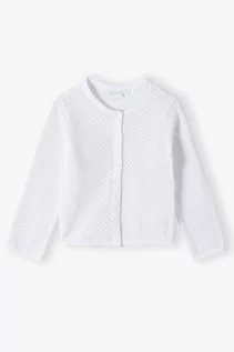Swetry dla dziewczynek - Ażurowy biały sweter dla dziewczynki - grafika 1