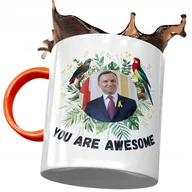 Kubki - Kubek Pomarańczowy Andrzej Duda PiS Na Prezent z Nadrukiem ze Zdjęciem + Opakowanie na prezent (wzór 03) - miniaturka - grafika 1