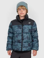 Kurtki i kamizelki sportowe męskie - 4F Kurtka puchowa z wypełnieniem syntetycznym chłopięca - zielona 122 (6-7 lat) - miniaturka - grafika 1