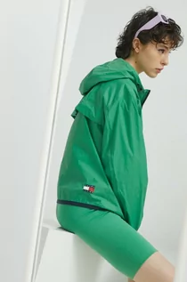 Kurtki damskie - Tommy Jeans kurtka damska kolor zielony przejściowa oversize - grafika 1