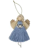Bombki - ANIOŁEK MAKRAMA ZAWIESZKA NA CHOINKĘ, PREZENT NA CHRZEST, URODZINY  PAMIĄTKA - miniaturka - grafika 1