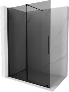 Mexen Velar ścianka prysznicowa rozsuwana Walk-in 160 x 200 cm, grafit 8 mm, czarna - 871-160-000-43-70 - Ścianki i drzwi prysznicowe - miniaturka - grafika 1