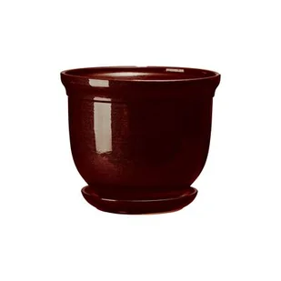 Doniczka ceramiczna z podstawką grecka 13 x 15,5 cm brąz połysk symbol 643 - Donice - miniaturka - grafika 1