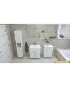 Szafki łazienkowe - Lavita Basic Barato 500 Szafka łazienkowa 50x30x84 cm biały połysk - miniaturka - grafika 1