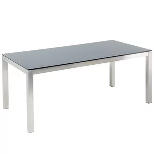 BLmeble Stol czarny do ogrodu szkło hartowane 180 cm GROSSETO - Stoły ogrodowe - miniaturka - grafika 1