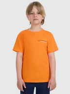 Koszulki dla chłopców - 4F T-shirt regular z nadrukiem chłopięcy - pomarańczowy 122 (6-7 lat) - miniaturka - grafika 1