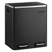 Kosze na śmieci - Kosz kuchenny na śmieci 2 komory czarny - miniaturka - grafika 1