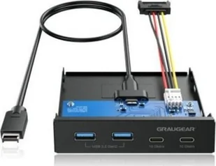 Graugear GG 18045 USB 3.1, 4 porty Bay Hub, 2 x USB a, 1 x USB-C. G-MP02 - Akcesoria do komputerów stacjonarnych - miniaturka - grafika 1