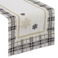 Obrusy i serwetki - Bieżnik obrus dekoracyjny ANGEL 45x140 Eurofirany ecru beżowy kratka gwiazdki - miniaturka - grafika 1
