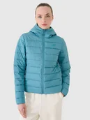 Kurtki damskie - 4F Kurtka puchowa z wypełnieniem z recyklingu damska - turkusowa XXL - miniaturka - grafika 1